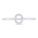 0.04ct 14k White Gold Diamond Lady's Ring - Letter O
